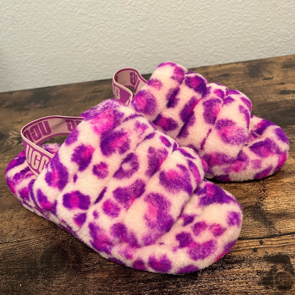 UGG Pink and Purple Fluffy Slippers